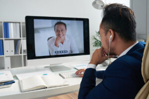 man on a virtual business call